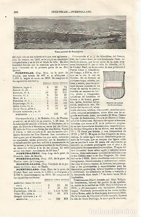 Postais: LAMINA ESPASA 23117: Vista y escudo de Puertollano Ciudad Real - Varios