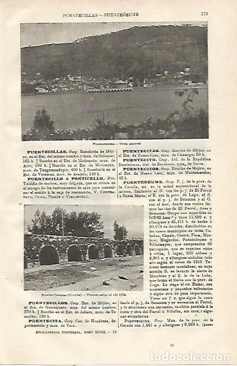 Postales: LAMINA ESPASA 23076: Vista de Puentedeume La Coru&ntilde;a - Varios