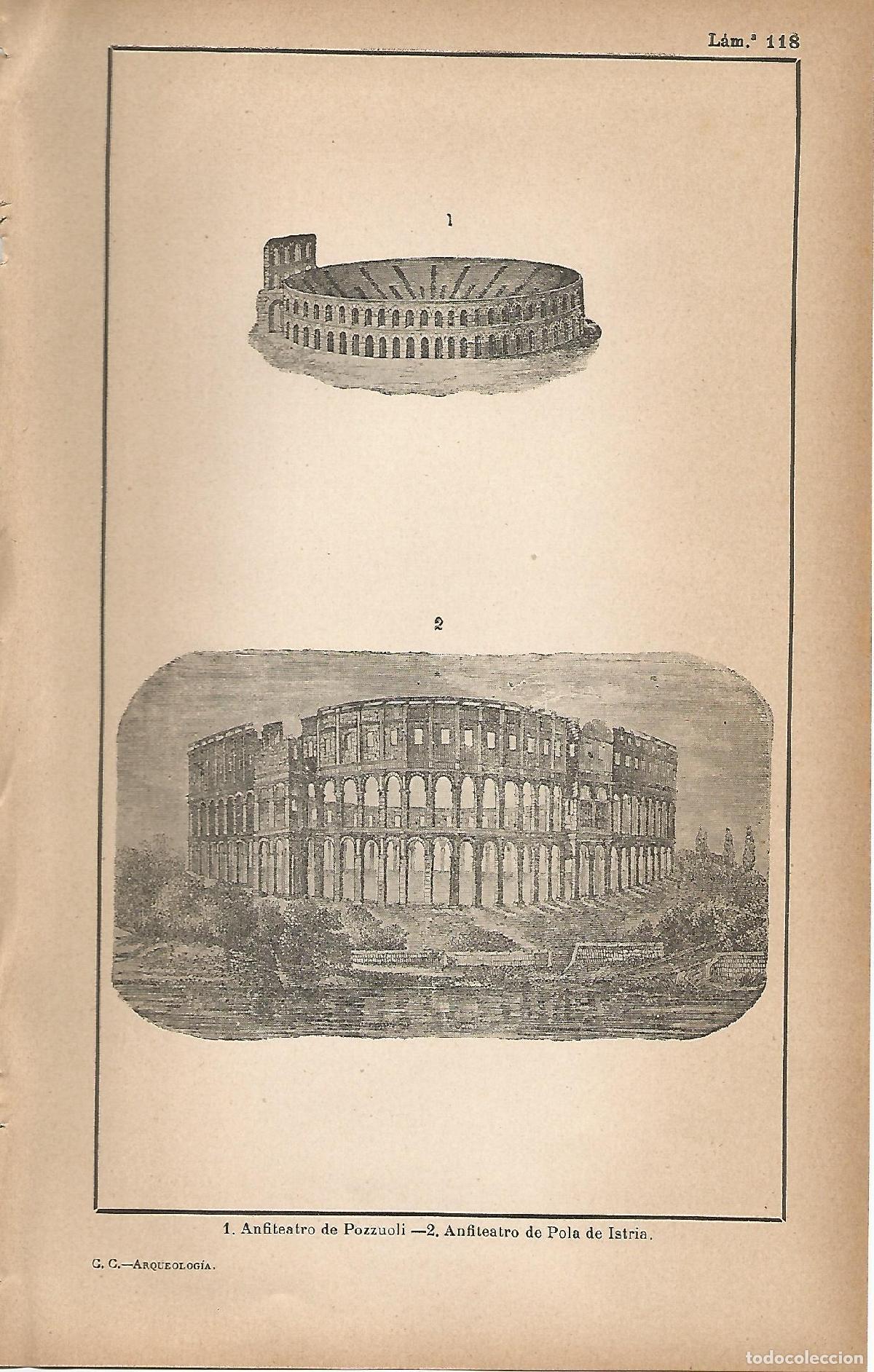 Postkarten: Lamina 118: Anfiteatro de Pozzuoli - Anfiteatro de Pola de Istria - C&eacute;sar Cant&uacute;