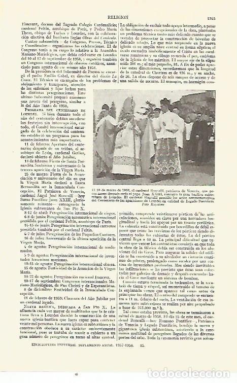 Cartoline: LAMINA ESPASA 21855: Juan XXIII consgrando la basilica de Lourdes - Varios