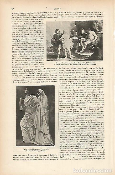 Postales: LAMINA ESPASA 7581: Orfeo y Euridice por Rubens y por Feuerbach - Varios
