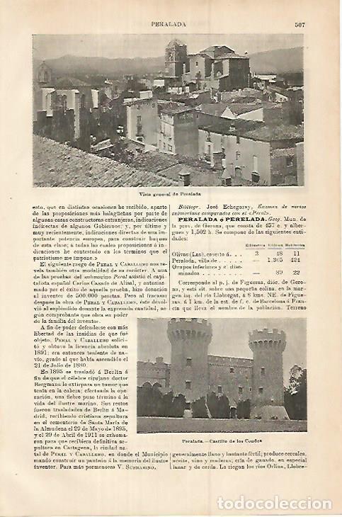 Postales: LAMINA ESPASA 17978: Vistas de Perelada Girona - Varios