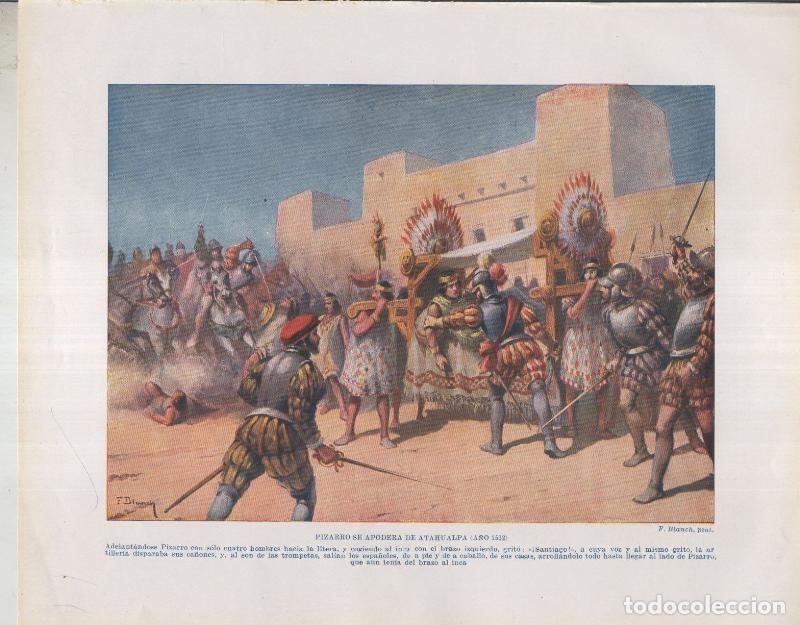 Postales: Historia de Espa&ntilde;a lamina 016: Pizarro se apodera de Atahualpa (1532) - Varios