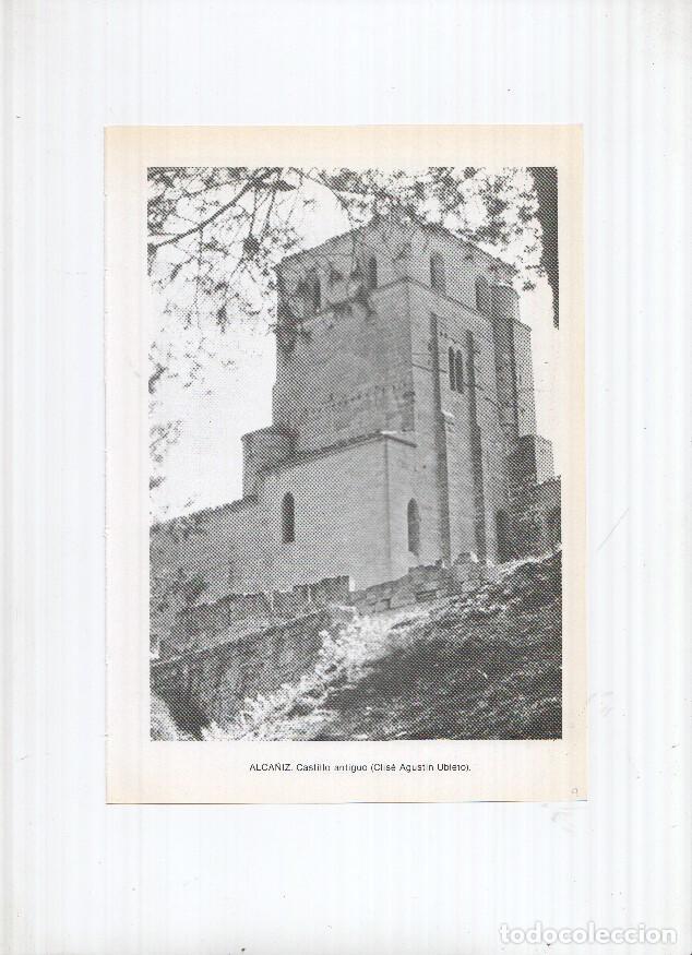 Postales: Historia de Aragon: lamina numero 009: Alca&ntilde;iz (Castillo) y Alcorisa (vista general) -