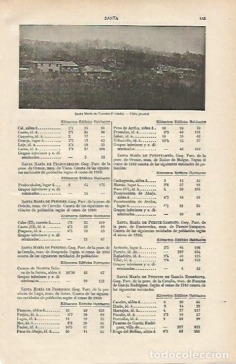 Postais: LAMINA ESPASA 12232: Vista de Santa Maria de Prendes Oviedo - Varios