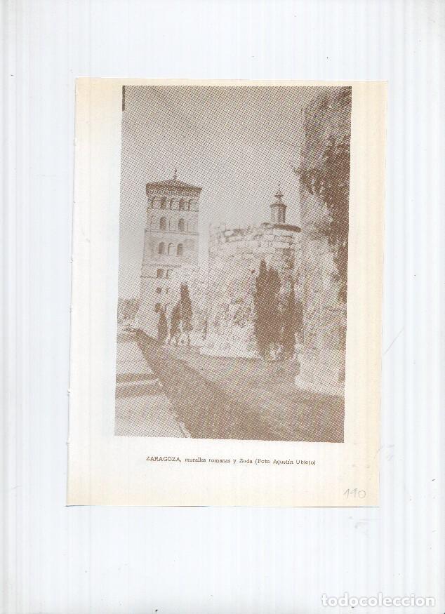 Postcards: Historia de Aragon: lamina numero 110: Zaragoza (murallas romanas y Zuda) y Alfajarin (castillo musu