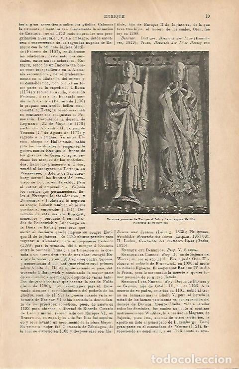 Postales: LAMINA ESPASA 18770: Estatua de Enrique el Leon y Matilde - Varios