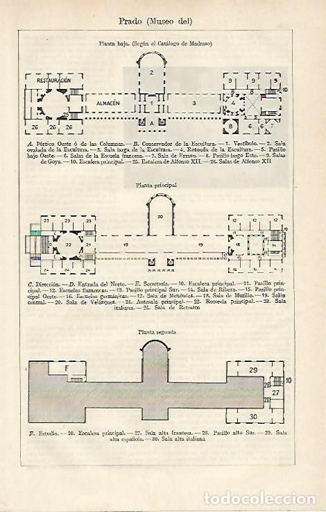 Postales: LAMINA ESPASA 17287: Planta baja principal y segunda del Museo del Prado - Varios