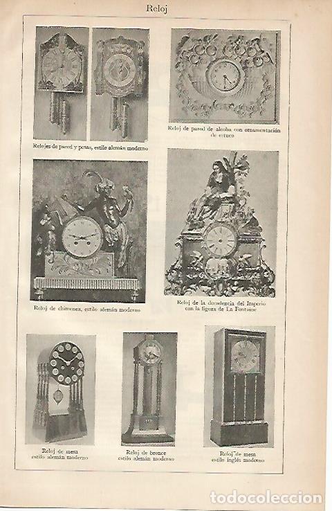 Postales: LAMINA ESPASA 998: Relojes de estilo aleman e ingles - Varios Autores