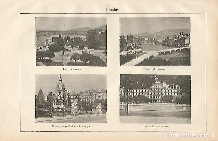Postales: LAMINA ESPASA 2090: Lugares de Ginebra Suiza - Varios Autores