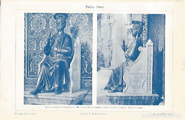 Cartoline: LAMINA ESPASA 2396: Estatua de San Pedro en Roma - Varios Autores