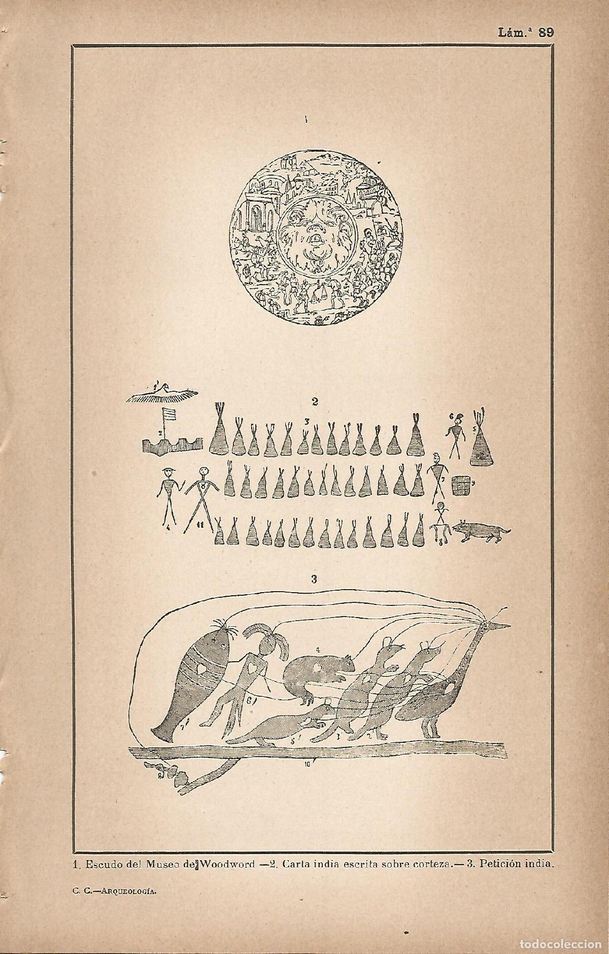 Cartoline: Lamina 089: Escudo del Museo de Woodword - Carta india - Peticion india - C&eacute;sar Cant&uacute;