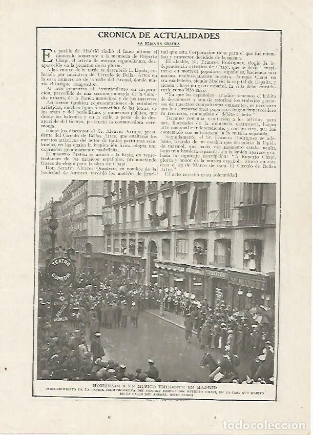 Postcards: LAMINA BLANCO Y NEGRO 7538: Homenaje a R. Chapi en Madrid - Varios