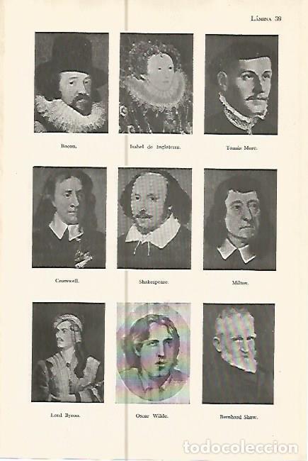 Postales: LAMINA 05369: Bacon Shakespeare Lord Byron Oscar Wilde y otros - Varios