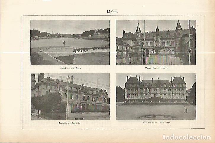Postais: LAMINA ESPASA 17761: Vistas de Melun Francia - Varios