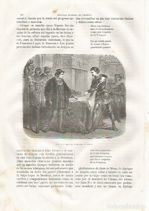 Postales: LAMINA 3509: Luis XI y Carlos el Temerario en Perona - Varios