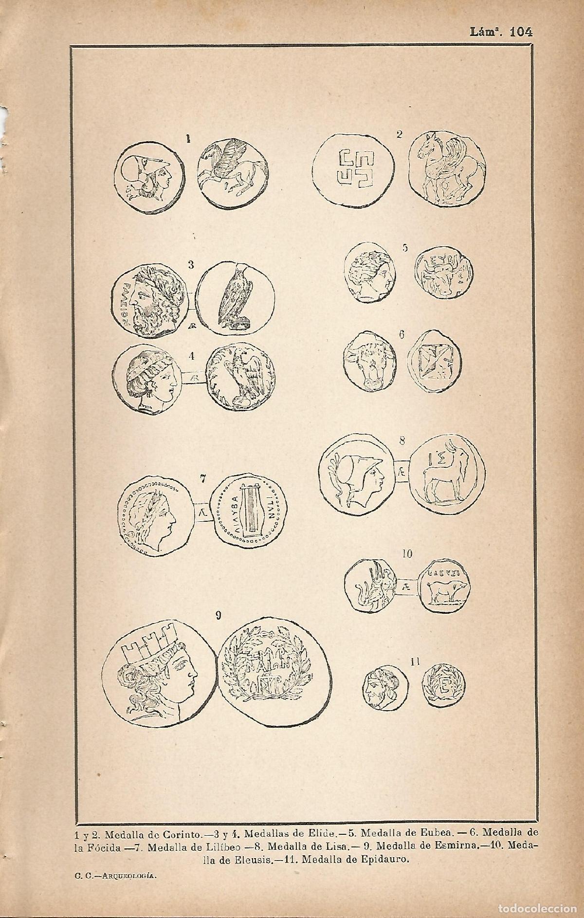 Cartoline: Lamina 104: Monedas griegas - C&eacute;sar Cant&uacute;