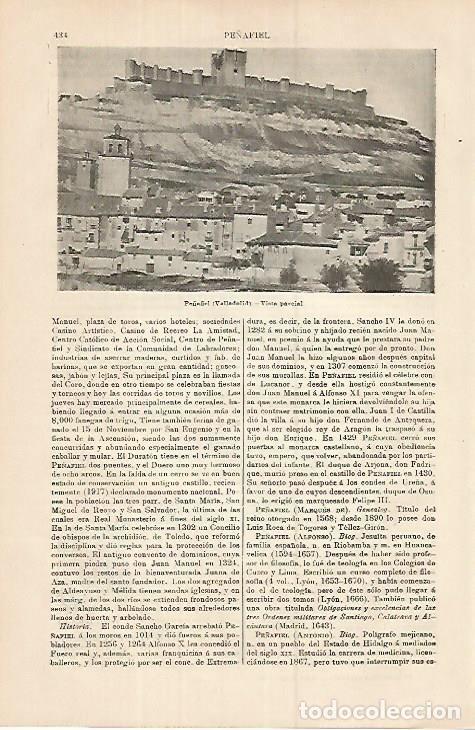Cartoline: LAMINA ESPASA 17966: Vista de Pe&ntilde;afiel Valladolid - Varios
