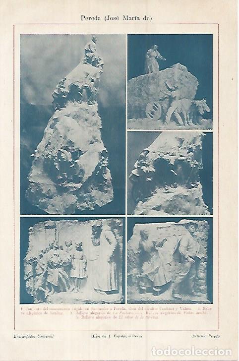 Postales: LAMINA ESPASA 17982: Esculturas de Jose Maria Pereda - Varios