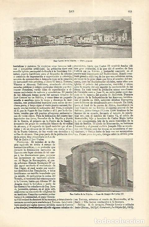 Postkarten: LAMINA ESPASA 18269: Vistas de Sant Carles de la Rapita Tarragona - Varios