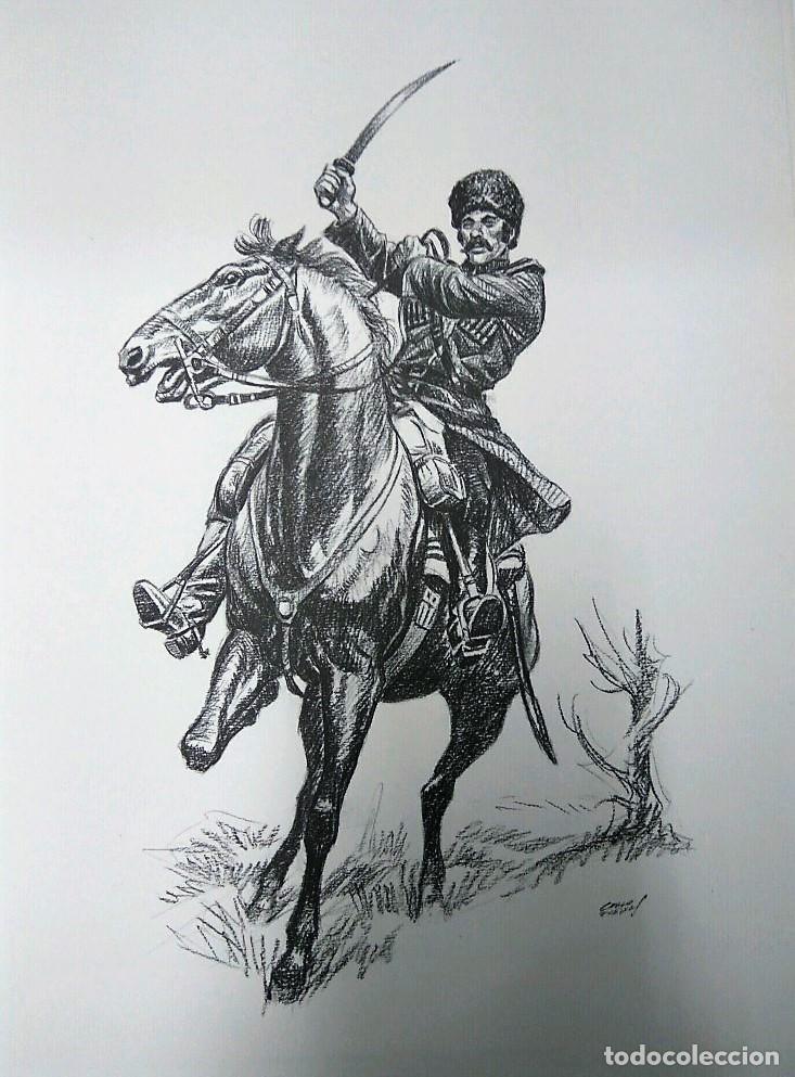 Cartoline: Laminas Carlos Freixas: Jinetes 03- JINETE RUSO A CABALLO (Serie estudios 23) - Carlos Freixas