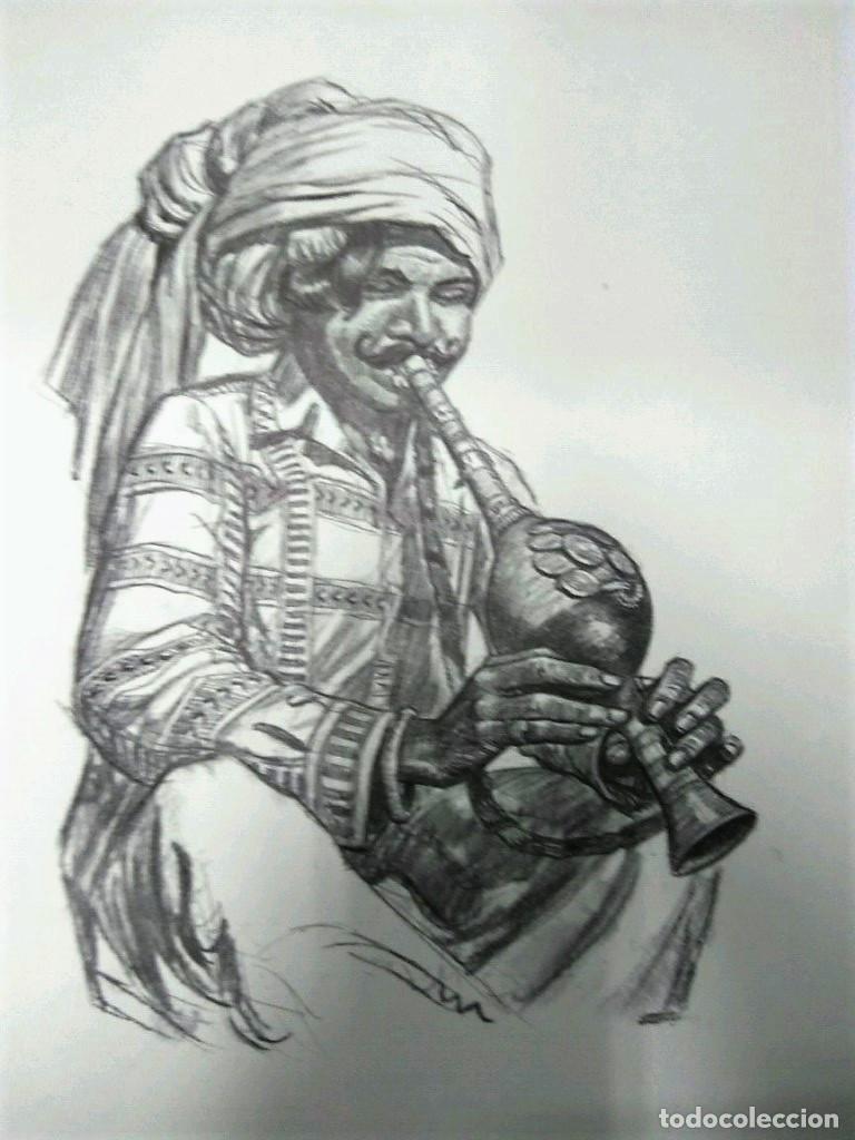 Postales: Laminas Carlos Freixas: Tipos exoticos 06: HOMBRE HINDU TOCANDO FLAUTA PUNGI (Serie Estudios 15) -