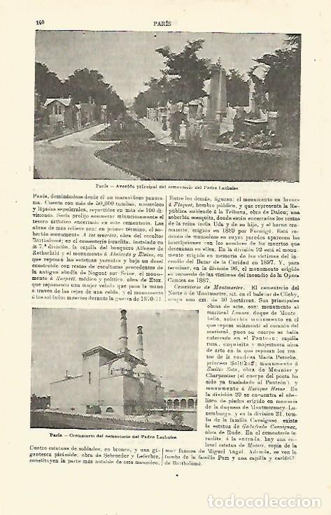 Cartes Postales: LAMINA ESPASA 23350: Cementerio del padre Lachaise en Paris - Varios