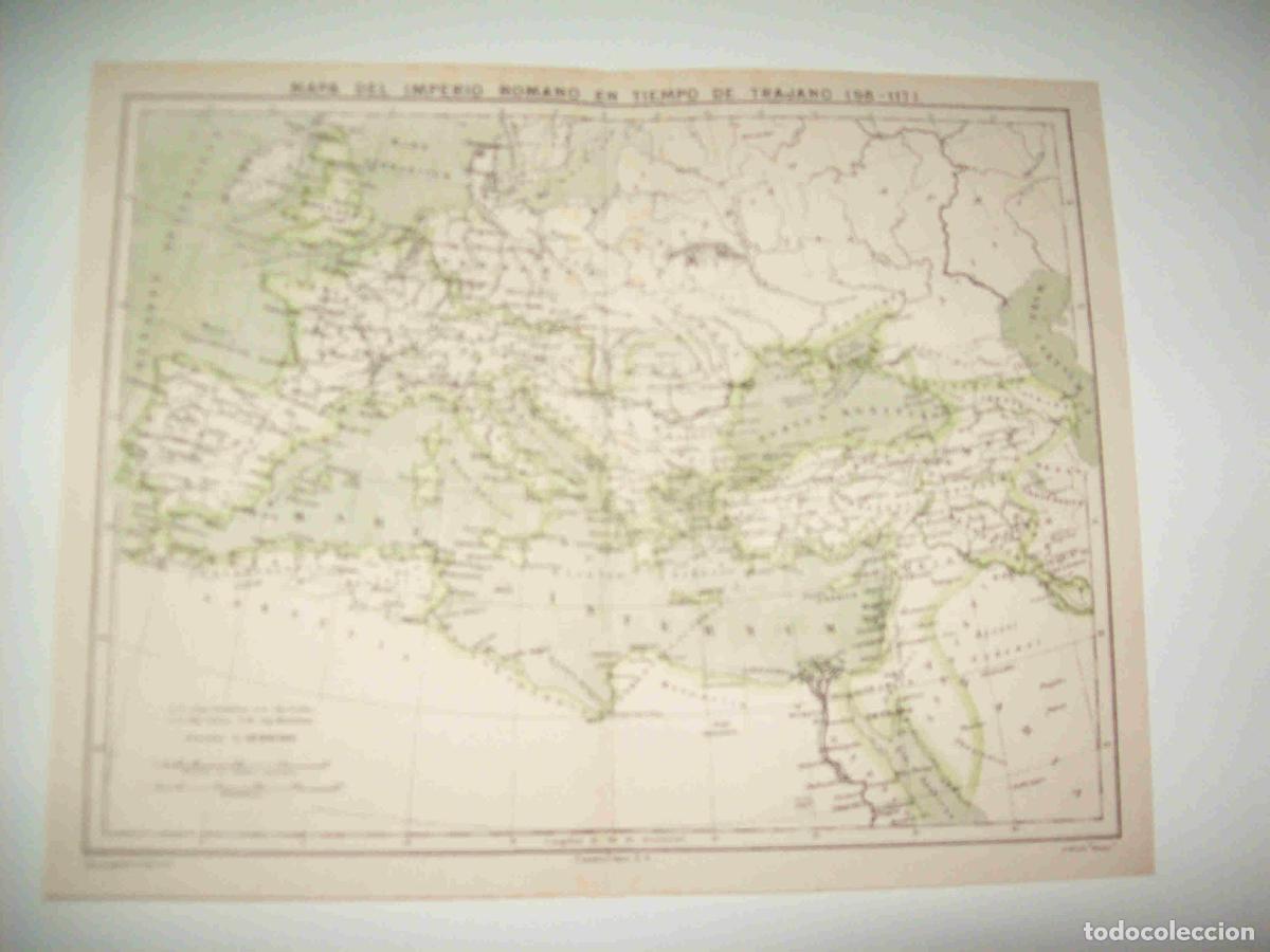 Postales: LAMINA ESPASA 16889: Mapa del Imperio romano en tiempos de Trajano - Varios