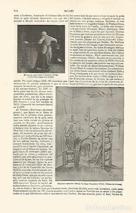Postais: LAMINA ESPASA 23992: El horno y Mujeres cosiendo por Millet - Varios