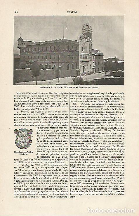 Postais: LAMINA ESPASA 24043: Residencia de los frailes Minimos en el Guinardo de Barcelona - Varios