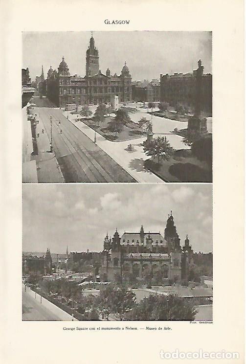 Postales: LAMINA SALVAT 80009: George Square y Museo de Arte de Glasgow - Varios