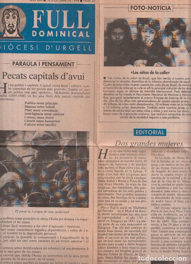 Cartes Postales: FULL DOMINICAL DIOCESI D,URGELL - Numero 42, Any XXIII, 16 de Octubre de 1994 - Gosncinny Uderzo