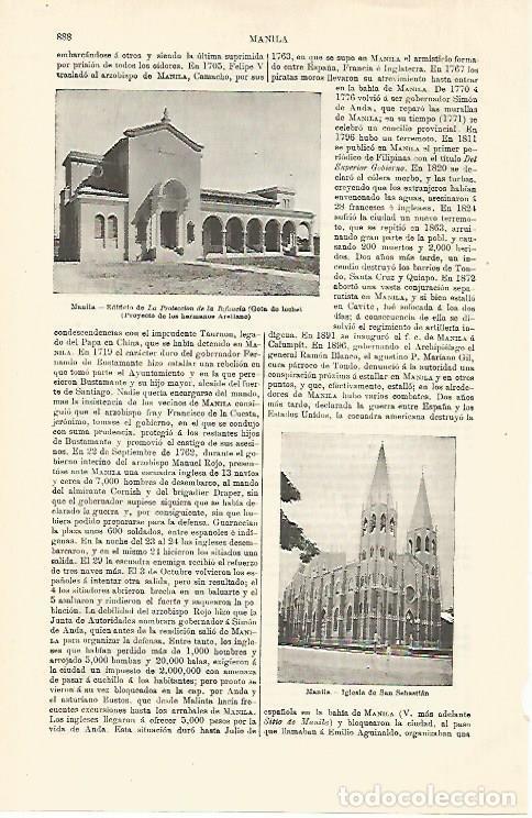 Postkarten: LAMINA ESPASA 18629: Iglesia de San Sebastian en Manila - Varios