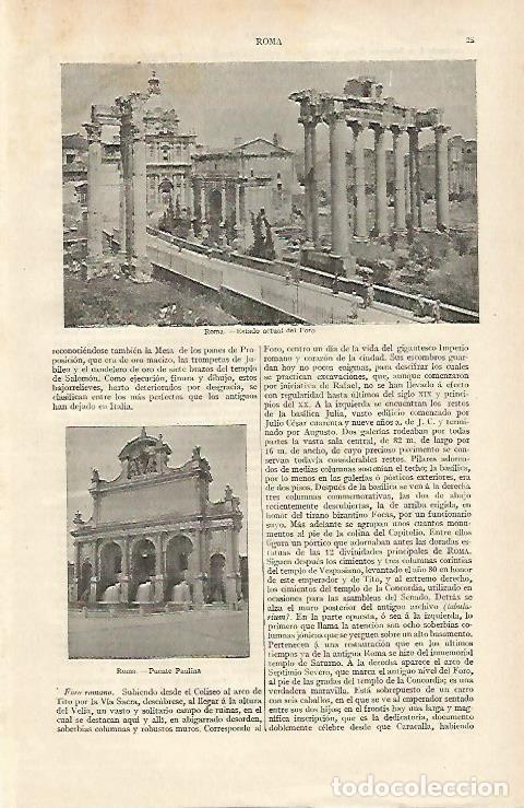 Postais: LAMINA ESPASA 16868: Foro y Puente Paulina en Roma - Varios