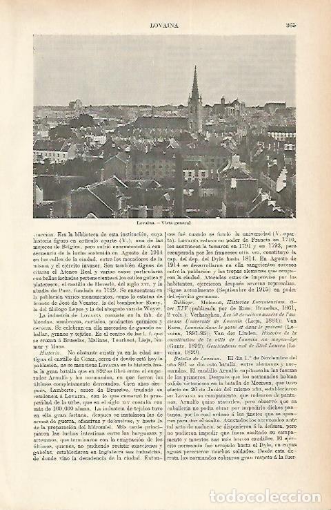 Postkarten: LAMINA ESPASA 1852: Vista general de Lovaina Belgica - Varios Autores