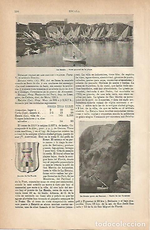 Postkarten: LAMINA ESPASA 18843: Playa escudo y cueva de las Cambras en La Escala Girona - Varios
