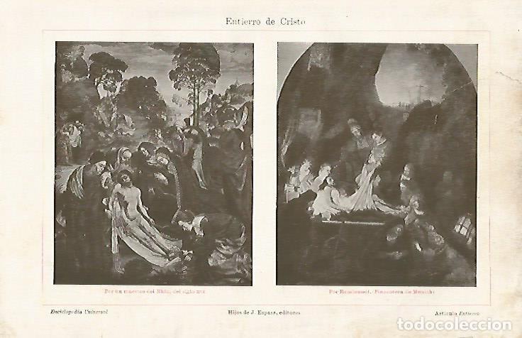 Postales: LAMINA ESPASA 18791: Entierro de Cristo por Rembrandt - Varios