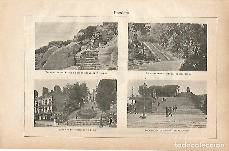 Postkarten: LAMINA ESPASA 18849: Escalera en Arizona Blois Brooklyn y Dresde - Varios