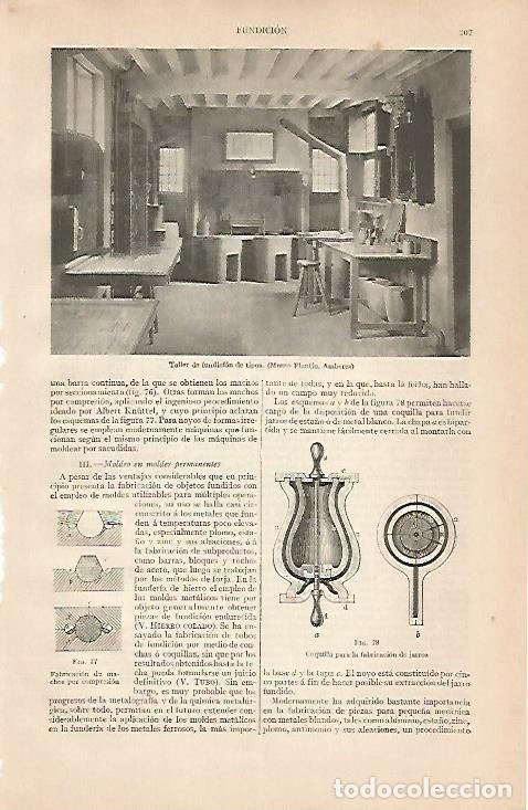Postais: LAMINA ESPASA 24736: Taller de fundicion en Amberes - Varios