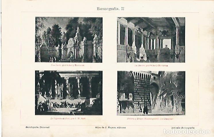 Postkarten: LAMINA ESPASA 18869: Escenografias por Junyent y Soler y Rovirosa - Varios