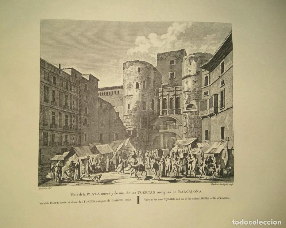 Postais: Lamina CATALOGNE, Numero 08: Vista de la Plaza Nueva y Puerta Antigua de Barcelona 1813 (Abadia de M