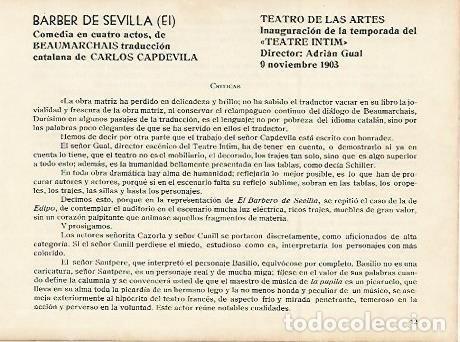 Postcards: LAMINA 2936: Criticas de El Barber de Sevilla. Teatro de las Artes 9 noviembre 1903 - Jose Maria Jun