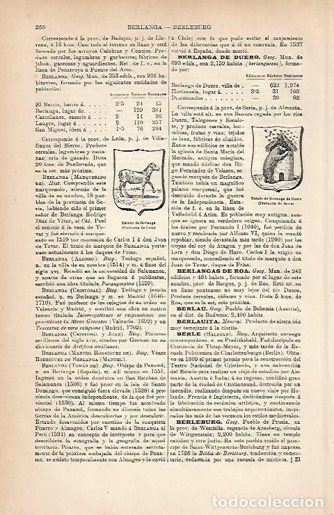 Postkarten: LAMINA ESPASA 25168: Escudo de Berlanga Leon y Berlanga de Duero Soria - Varios