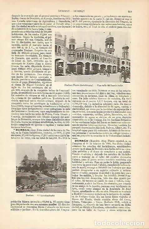 Postales: LAMINA ESPASA 5406: Vistas de Durban Sudafrica - Varios Autores