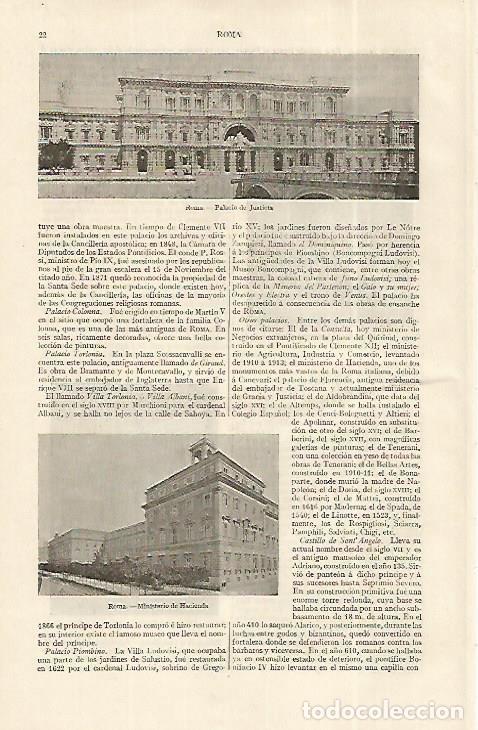Postkarten: LAMINA ESPASA 19172: Palacio de Justicia y Ministerio de Hacienda en Roma - Varios