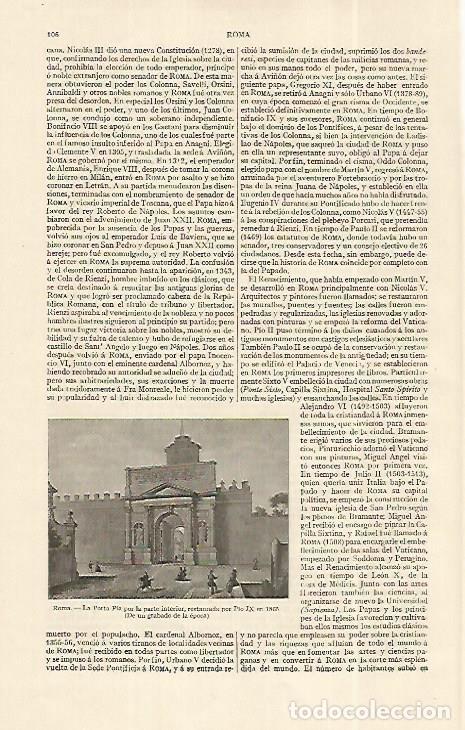 Postais: LAMINA ESPASA 19200: Porta Pia en Roma pintura de 1865 - Varios
