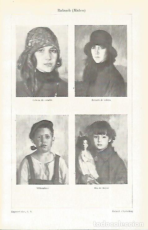 Postales: LAMINA ESPASA 19136: Retratos pintados por M. Balasch - Varios