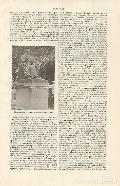 Postales: LAMINA ESPASA 19287: Monumento a Rousseau en Ginebra - Varios