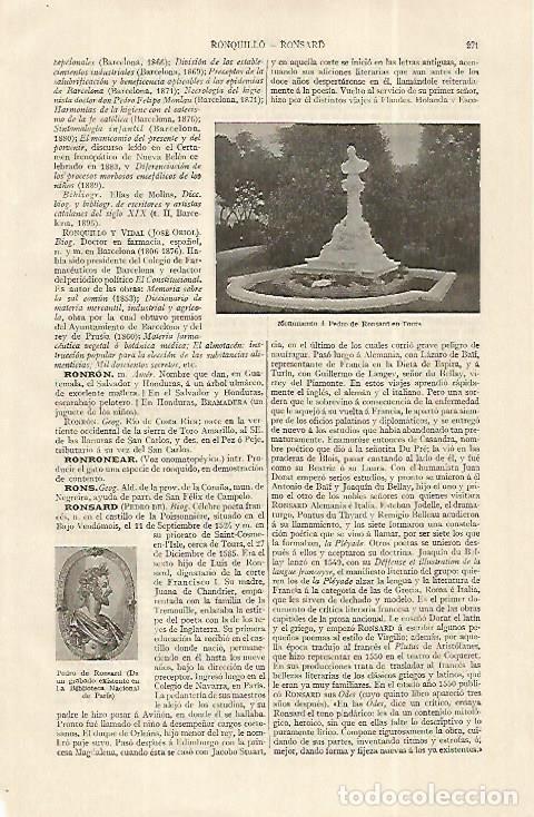 Postais: LAMINA ESPASA 19238: Monumento a Ronsard en Tours - Varios