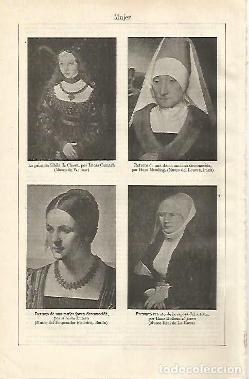 Postales: LAMINA ESPASA 24471: Retratos por Durero Cranach Memling y Holbein el Joven - Varios
